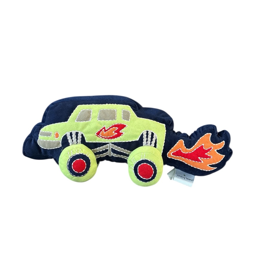 Jumping Beans Plush Pillow Monster Truck - Green and Navy